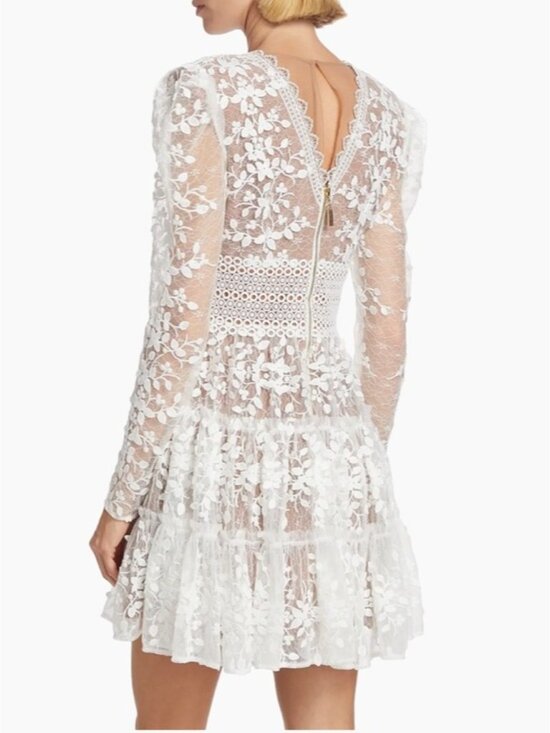 BRONX AND BANCO Megan Lace Long Sleeve Mini Dress | White | NWT - Picture 4 of 16